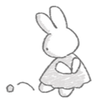 cute bunny drawing kicking a pebble