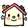 a simple cute drawing, of a little house that has a happy face and little arms a simple cute drawing, of a little house that has a happy face and little arms