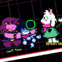 Ralsei, Susie, and Kris from Deltarune